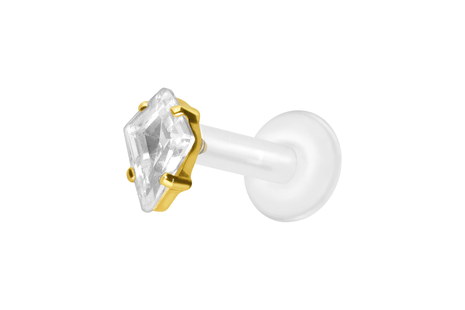 PTFE Labret Piercing mit Innengewinde + Titan-Aufsatz KRISTALLRAUTE